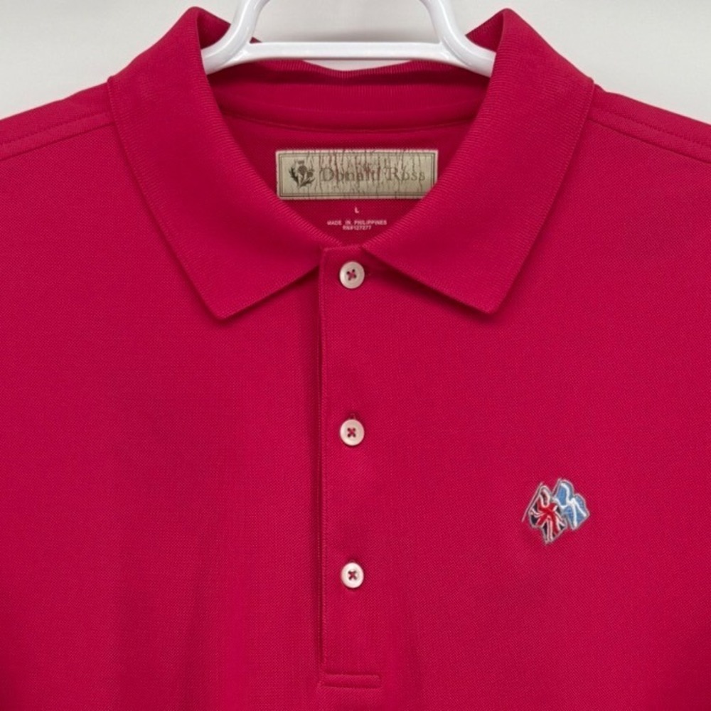 Donald Ross Mens Performance Golf Polo Shirt Magenta Red Frederica Logo Size L